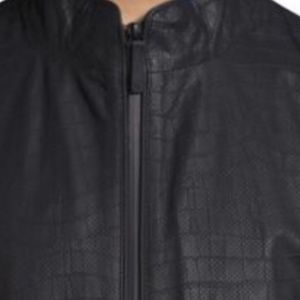 Medium Blue Croc Armani Collezioni Leather Jacket